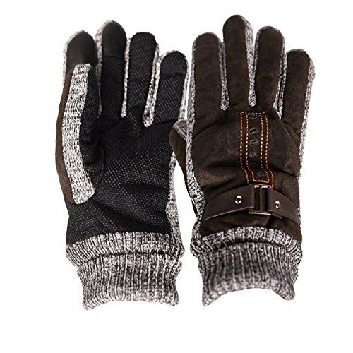 YULOONG Herren Handschuhe Winter Touchscreen Texting Driving Dickes Wildleder Handschuhe Fleece Futter, Braun, 90 von YULOONG