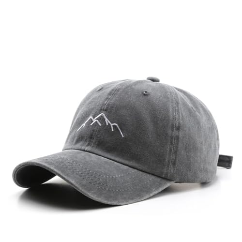 YULOONG Herren Vintage Baseball Cap Mountain Berggipfel Peak Stickerei Baseball Hüte Retro gewaschen Baumwolle Dad Cap Frauen Outdoor Sport Cap Einstellbar Unisex Grau von YULOONG