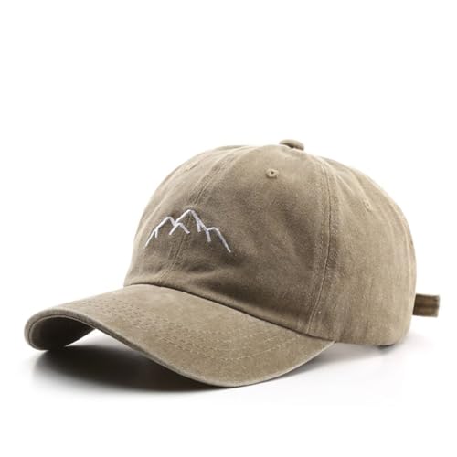 YULOONG Herren Vintage Baseball Cap Mountain Berggipfel Peak Stickerei Baseball Hüte Retro gewaschen Baumwolle Dad Cap Frauen Outdoor Sport Cap Verstellbar Unisex Khaki von YULOONG