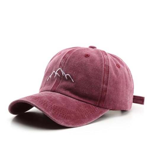 YULOONG Herren Vintage Baseball Cap Mountain Berggipfel Peak Stickerei Baseball Hüte Retro gewaschen Baumwolle Dad Cap Frauen Outdoor Sport Cap Verstellbar Unisex Rot von YULOONG