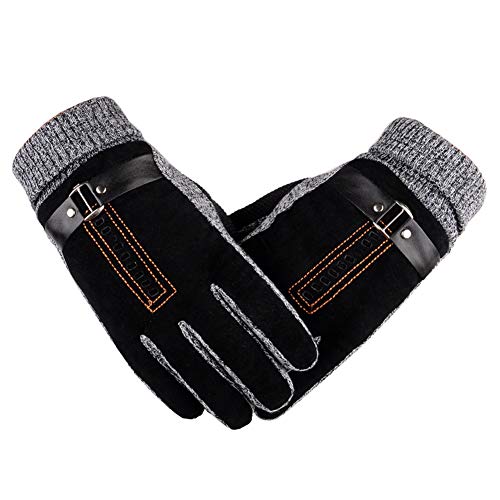 YULOONG Herrenhandschuhe Winter Touchscreen Texting Driving Dickes Wildleder Lederhandschuhe Fleece Futter Schwarz YULOONG Herrenhandschuhe Winter Touchscreen Texting Driving Dickes Wildleder Lederhandschuhe Fleece Futter Schwarz von YULOONG