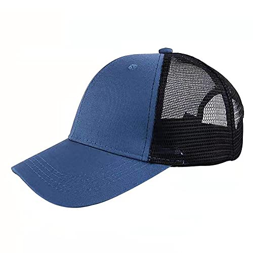 YULOONG Mesh Baseball Cap Atmungsaktive Trucker Mütze Baumwolle Lässige Sportmütze Sonnenhut Größenverstellbar (B: Denim) von YULOONG