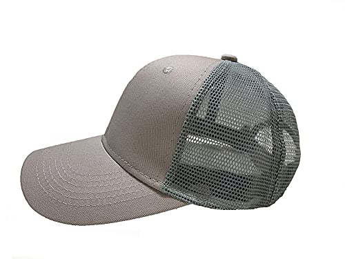 YULOONG Mesh Baseball Cap Atmungsaktive Trucker Mütze Baumwolle Lässige Sportmütze Sonnenhut Größenverstellbar (B: Grau) von YULOONG