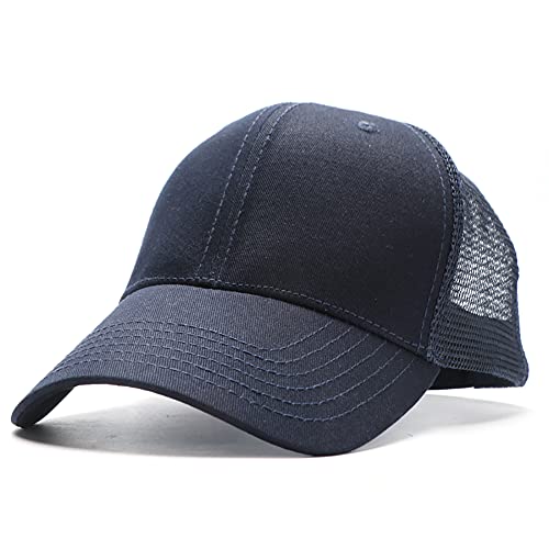 YULOONG Mesh Baseball Cap Atmungsaktive Trucker Mütze Baumwolle Lässige Sportmütze Sonnenhut Größenverstellbar (B: Navy) von YULOONG