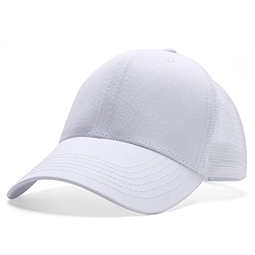 YULOONG Mesh Baseball Cap Atmungsaktive Trucker Mütze Baumwolle Lässige Sportmütze Sonnenhut Größenverstellbar (B: Weiß) von YULOONG