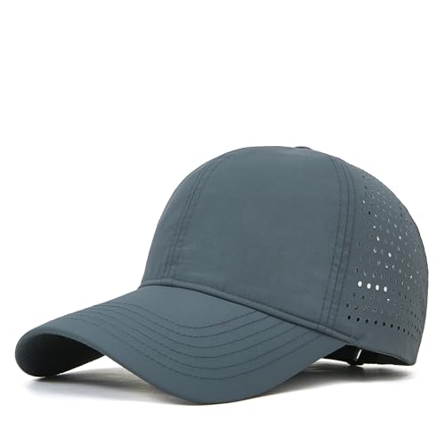 YULOONG Quick Dry Baseball Cap Leichte Unisex Hut Atmungsaktive Mesh Sport Cap Verstellbar Grau von YULOONG