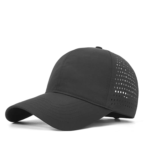 YULOONG Quick Dry Baseball Cap Leichte Unisex Hut Atmungsaktive Mesh Sport Cap Verstellbar Schwarz von YULOONG