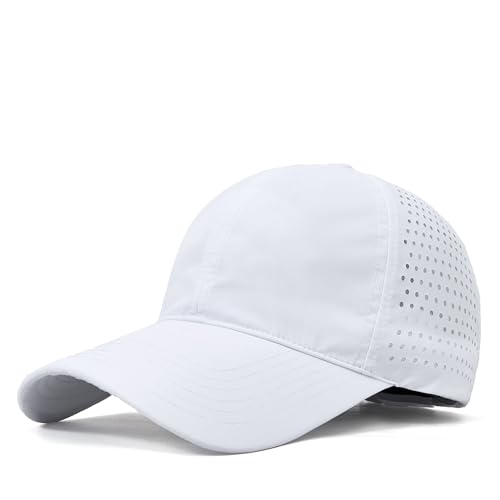 YULOONG Quick Dry Baseball Cap Leichte Unisex Hut Atmungsaktive Mesh Sport Cap Verstellbar Weiß von YULOONG