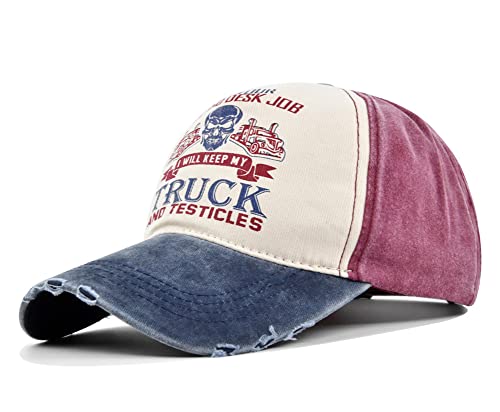 YULOONG Trucker Cap Vintage Baseball Cap Washed Denim Skull Pattern Verstellbarer Outdoor Sonnenhut 100% Baumwolle für Herren Damen D von YULOONG