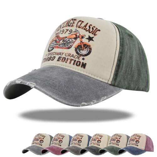 YULOONG Vintage Baseball Cap Klassische Retro Outdoor Sport Cap Motorrad Sonnenhut 100% Baumwolle für Mann Frauen F von YULOONG