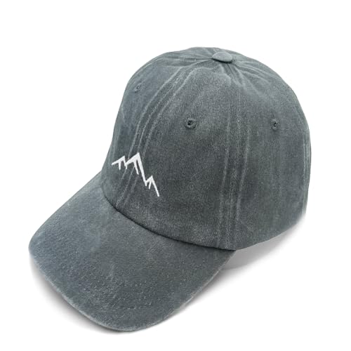 YULOONG Vintage Baseball Cap Mens Berggipfel Peak Stickerei Baseball Hüte Klassische Gewaschene Baumwolle Dad Cap Frauen Outdoor Sport Cap Verstellbar Grau von YULOONG