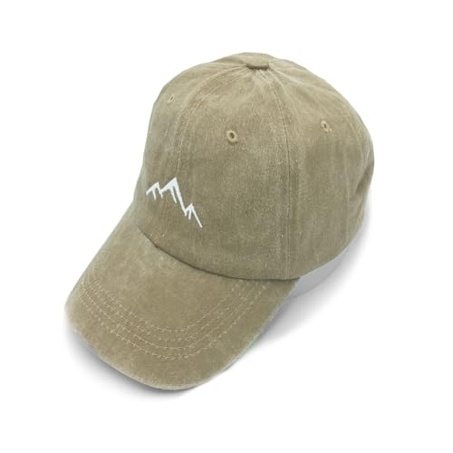 YULOONG Vintage Baseball Cap Mens Berggipfel Peak Stickerei Baseball Hüte Klassische Gewaschene Baumwolle Dad Cap Frauen Outdoor Sport Cap Verstellbar Khaki von YULOONG