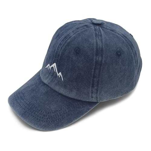 YULOONG Vintage Baseball Cap Mens Berggipfel Peak Stickerei Baseball Hüte Klassische Gewaschene Baumwolle Dad Cap Frauen Outdoor Sport Cap Verstellbar Dunkelblau von YULOONG
