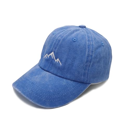 YULOONG Vintage Baseball Cap Mens Berggipfel Peak Stickerei Baseball Hüte Klassische Gewaschene Baumwolle Dad Cap Womens Outdoor Sport Cap Verstellbar Blau von YULOONG