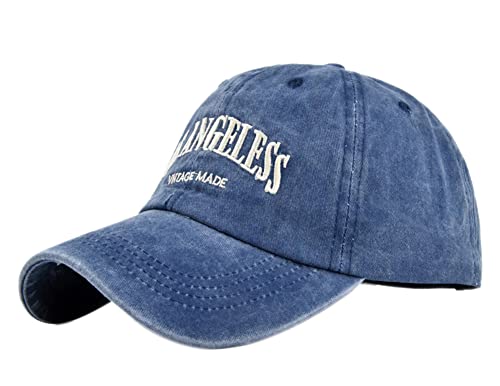 YULOONG Vintage Baseball Cap Stickerei LOS Angeles Washed Denim Trucker Cap 100% Baumwolle Sonnenhut für Männer Frauen Einstellbar Blau von YULOONG