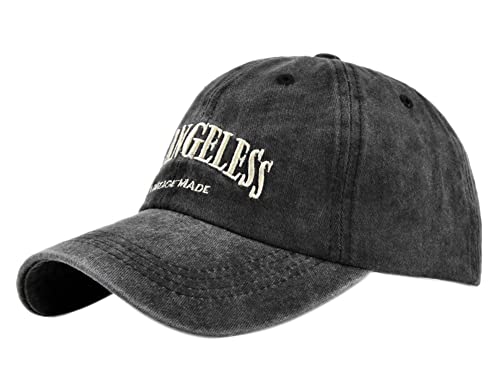 YULOONG Vintage Baseball Cap Stickerei LOS Angeles Washed Denim Trucker Cap 100% Baumwolle Sonnenhut für Männer Frauen Einstellbar Grau von YULOONG