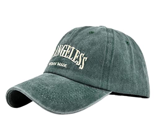 YULOONG Vintage Baseball Cap Stickerei LOS Angeles Washed Denim Trucker Cap 100% Baumwolle Sonnenhut für Männer Frauen Einstellbar Grün von YULOONG