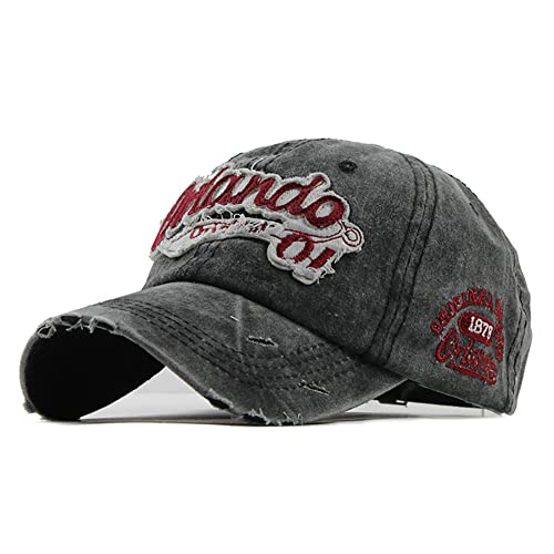 YULOONG Vintage Baseball Cap Stickerei Orlando Washed Denim Trucker Cap 100% Baumwolle Sonnenhut für Herren Damen Verstellbare Größe Schwarz von YULOONG