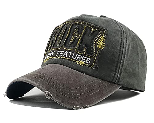 YULOONG Vintage Baseball Cap Stickerei Rock Washed Denim Trucker Cap 100% Baumwolle Sonnenhut für Männer Frauen Verstellbare Größe Grün von YULOONG