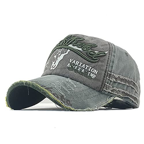 YULOONG Vintage Baumwolle Baseball Cap Fashion Washed Denim Retro Ausgefranste Kante Sonnenhut Bestickter Trucker Hut Klassische Sport Casual Cap Einstellbare Größe für Männer Frauen (A-Grün) von YULOONG