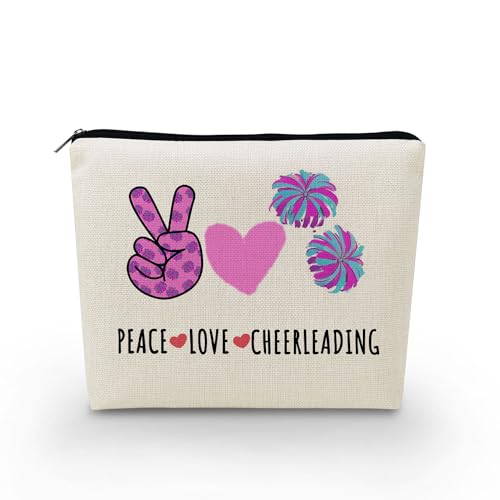 YULUENZE Cheering Squad Make-up-Tasche, inspirierende Geschenke, Cheerleader-Kosmetiktasche, Geschenke für Frauen, Cheerleader, Trainerin, Freundin, Schwester, Frieden, Liebe, Cheerleading, ASN0075, von YULUENZE