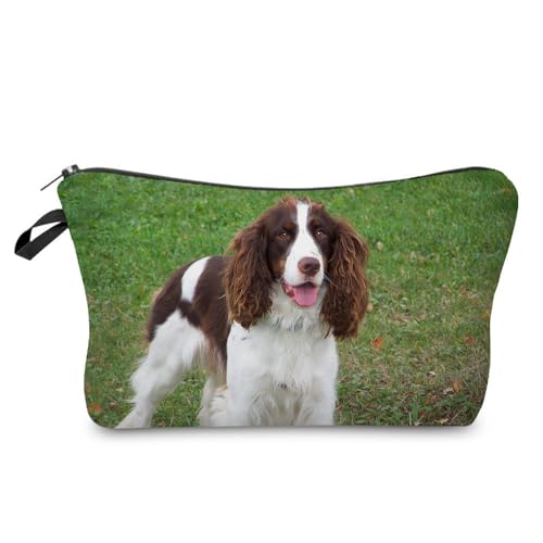 YULUENZE Hunde-Kosmetiktasche für Damen, niedlich, klein, Make-up-Organizer-Tasche mit Reißverschluss für Mädchen, Hunde-Kulturbeutel, Geschenke für Frauen (Englischer Springer Spaniel), hz10429, von YULUENZE