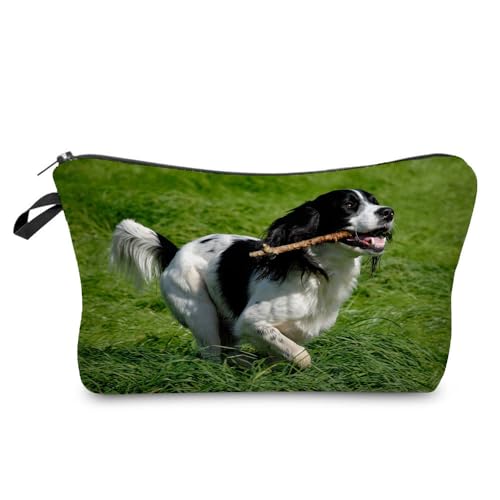 YULUENZE Hunde-Kosmetiktasche für Damen, niedlich, klein, Make-up-Organizer-Tasche mit Reißverschluss für Mädchen, Hunde-Kulturbeutel, Geschenke für Frauen (Englischer Springer Spaniel), hz10420, von YULUENZE