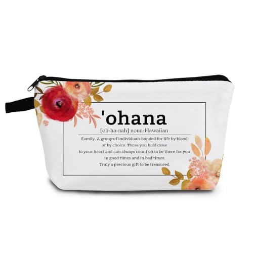 YULUENZE Inspirierende Geschenke, Ohana Definition, Make-up-Tasche, Hawaii-Souvenir, Kulturbeutel mit Reißverschluss, Wertschätzung, Geburtstag, Weihnachten, Geschenk für Frauen, Familien, Tante, Oma, von YULUENZE