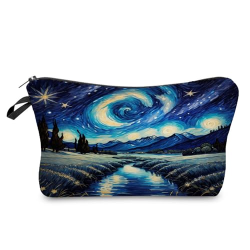 YULUENZE Kosmetiktasche mit Sternenhimmel, niedlich, klein, mit Reißverschluss, für Mädchen, Sternenhimmel, Kulturbeutel, Geschenk für Frauen, hz10854, Bedruckte Make-up-Tasche mit von YULUENZE