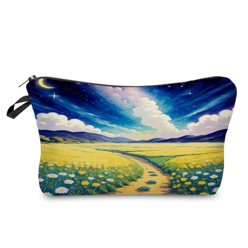 YULUENZE Kosmetiktasche mit Sternenhimmel, niedlich, klein, mit Reißverschluss, für Mädchen, Sternenhimmel, Kulturbeutel, Geschenk für Frauen, hz10856, Bedruckte Make-up-Tasche mit von YULUENZE