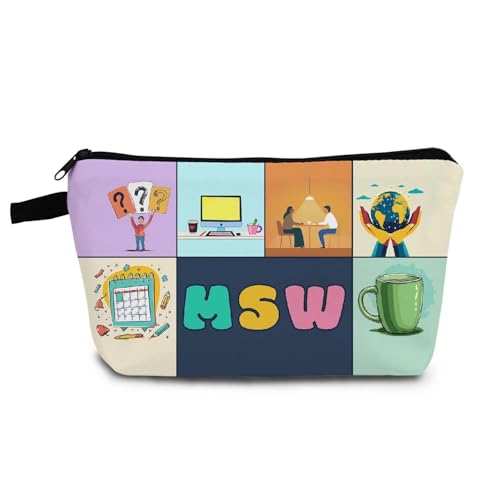 YULUENZE MSW Present MSW Kosmetiktasche Masters Sozialarbeiter Organizer Tasche mit Reißverschluss Abschlussgeschenk für neue MSW Sozialarbeiter Frauen, hzt0685 von YULUENZE