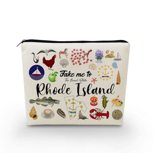 YULUENZE Make-up-Tasche mit Aufschrift "Take Me To Rhode Island", Reisegeschenk, kleine Canvas-Organizer-Tasche mit Reißverschluss, Rhode Island, Kosmetiktasche, Reisegeschenk für Frauen, Freunde von YULUENZE
