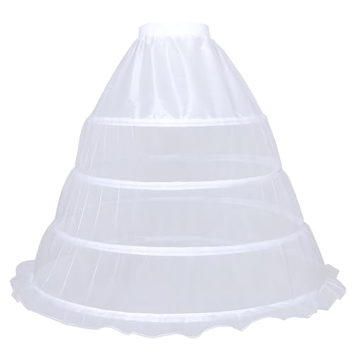 YULUOSHA Petticoat 4 Reifrock Unterröcke Reifrock Damen Rockabilly A Linie bodenlang für Hochzeit Brautkleid Abendlieid Weiß (DE/NL/SE/PL, Alphanumerisch, Einheitsgröße, Regular, Regular, A-weiß) von YULUOSHA