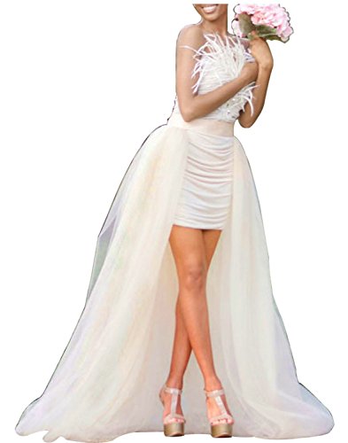 Damen Braut Hochzeit Maxi tüll - röcke Abnehmbare Zug - Lange overskirt (Weiße, Sweep (55 inches/ 140 cm)) von YULUOSHA