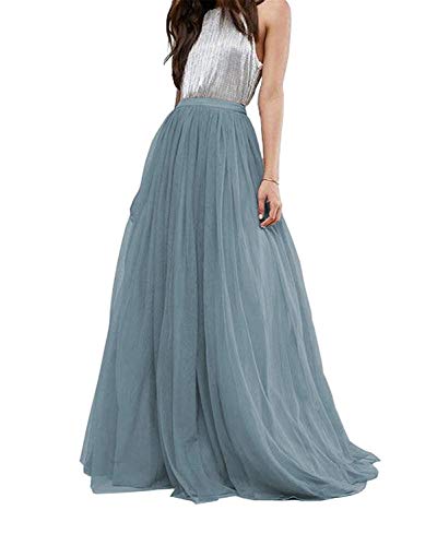 Damen Lange Tüllrock Bodenlang Maxi Puffy Rock A-Line Bowknot gürtel hohe tailliertes für Hochzeitsfeier Abend von YULUOSHA