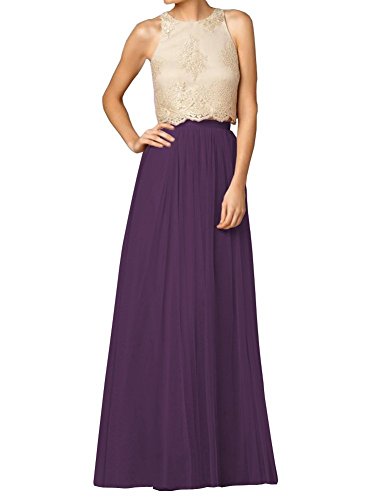 Damen Tüllrock, bodenlang, A-Linie, Brautjungfern, Hochzeit, Party, lange Hohe, Tutu - Violett - 36/48 DE M von YULUOSHA