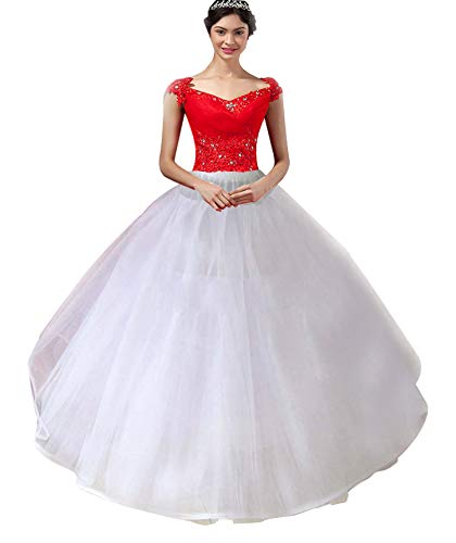 YULUOSHA Ballkleid für Damen und Mädchen, Krinoline, Tüllrock, A-Linie, geschwollene Unterröcke, Slips, ohne Reifen, für Brautkleid, Hochzeitskleid (8 Lagen), 8 Lagen, Einheitsgröße von YULUOSHA