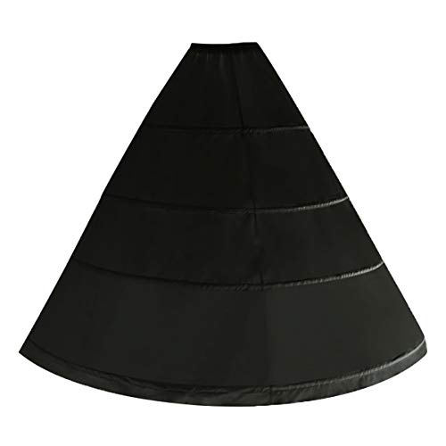 YULUOSHA Damen-Petticoat mit 4 Ringen, A-Linie, bodenlang, Unterrock für Hochzeit, Ballkleid, Brautkleid, 4 Reifen, schwarz, waist:62-100cm von YULUOSHA