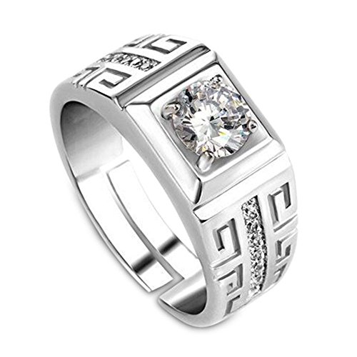 YUMIN 1 x eleganter Diamantring für Herren, Kristallring, Hochzeitsschmuck für Herren, verstellbar von YUMIN