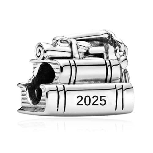 YUMINN 2025 Graduierung Buch Charms 925 Sterling Silber für Armbänder und Halsketten Dangle Anhänger Perlen Schmuck Geschenke für Damen von YUMINN