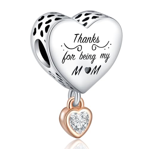 YUMINN Danke, dass du meine MOM bist Charm for 925 Sterling Silver for Women's Armbänder & Halsketten Dangle Anhänger für Weihnachten Valentinstag Muttertag Schmuck Geschenke für Mädchen von YUMINN