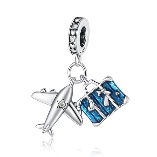YUMINN Flugzeuggepäck 2 Stück Charms Set für 925 Sterling Silber für Frauen Armbänder & Halsketten Dangle Anhänger für Weihnachten Valentinstag Muttertag Schmuck Geschenke für Frauen von YUMINN