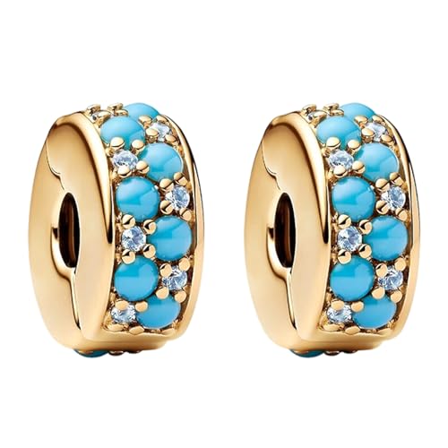 YUMINN Goldener Türkis Clipx2 Charms 925 Sterling Silber für Armbänder und Halsketten Dangle Anhänger Perlen Schmuck Geschenke für Damen YUMINN Goldener Türkis Clipx2 Charms 925 Sterling Silber für Armbänder und Halsketten Dangle Anhänger Perlen Schmuck Geschenke für Damen von YUMINN