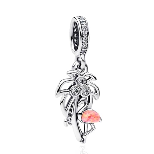 YUMINN Kokosnuss Rosa Flamingo Charms 925 Sterling Silber für Armbänder und Halsketten Dangle Anhänger Perlen Schmuck Geschenke für Damen von YUMINN