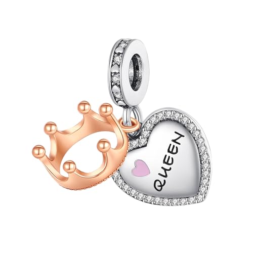 YUMINN Queen and Crown Charms 925 Sterling Silber für Armbänder und Halsketten Anhänger Perlen Valentinstag Muttertag Schmuck Geschenke für Frauen von YUMINN