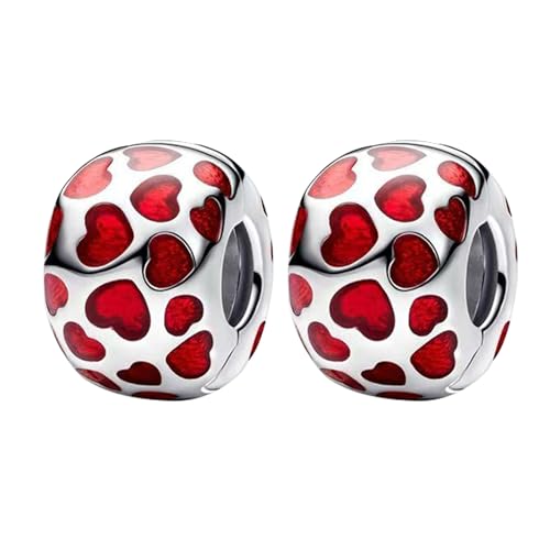 YUMINN Red Love Clip x2 Charms 925 Sterling Silber für Armbänder und Halsketten Anhänger Perlen Valentinstag Muttertag Schmuck Geschenke für Frauen von YUMINN