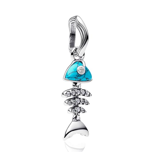 YUMINN Türkisfarbene Fischgräte Charms 925 Sterling Silber für Armbänder und Halsketten Dangle Anhänger Perlen Schmuck Geschenke für Damen von YUMINN