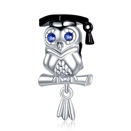 YUMINN Wise Owl Abschlussfeier Charm for 925 Sterling Silver for Women's Armbänder & Halsketten Dangle Anhänger für Weihnachten Valentinstag Muttertag Schmuck Geschenke für Mädchen von YUMINN