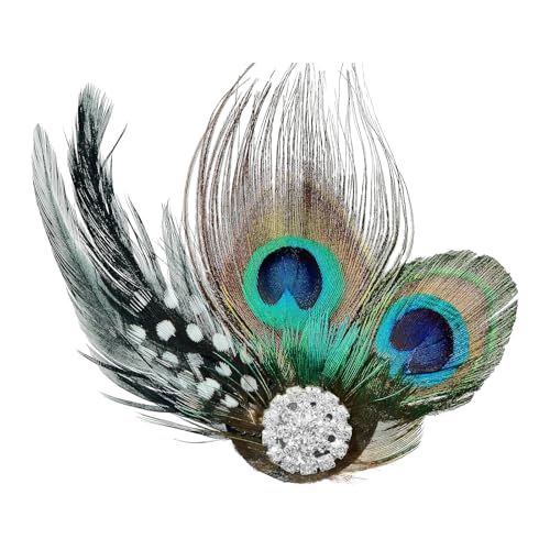 Pfauenfeder Haarspangen,1920 Pfau Feder Haarspange, Pfau Feder Kopfstück, Pfau Feder Fascinator,1920Er Flapper Haarspange,20er Jahre Haarspange,Pfauenfedern Haarschmuck für Frauen Mädchen von YUNCHONGuk