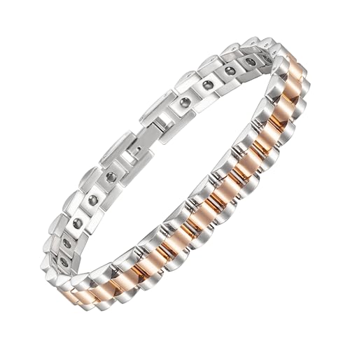 YUNCHUANG Women's Magnetic Therapy Bracelet - Stainless Steel & Titanium, Elegant Design, Hypoallergenic & Durable, Stylish Health Jewellery, 21 cm, Titanium YUNCHUANG Women's Magnetic Therapy Bracelet - Stainless Steel & Titanium, Elegant Design, Hypoallergenic & Durable, Stylish Health Jewellery, 21 cm, Titanium von YUNCHUANG